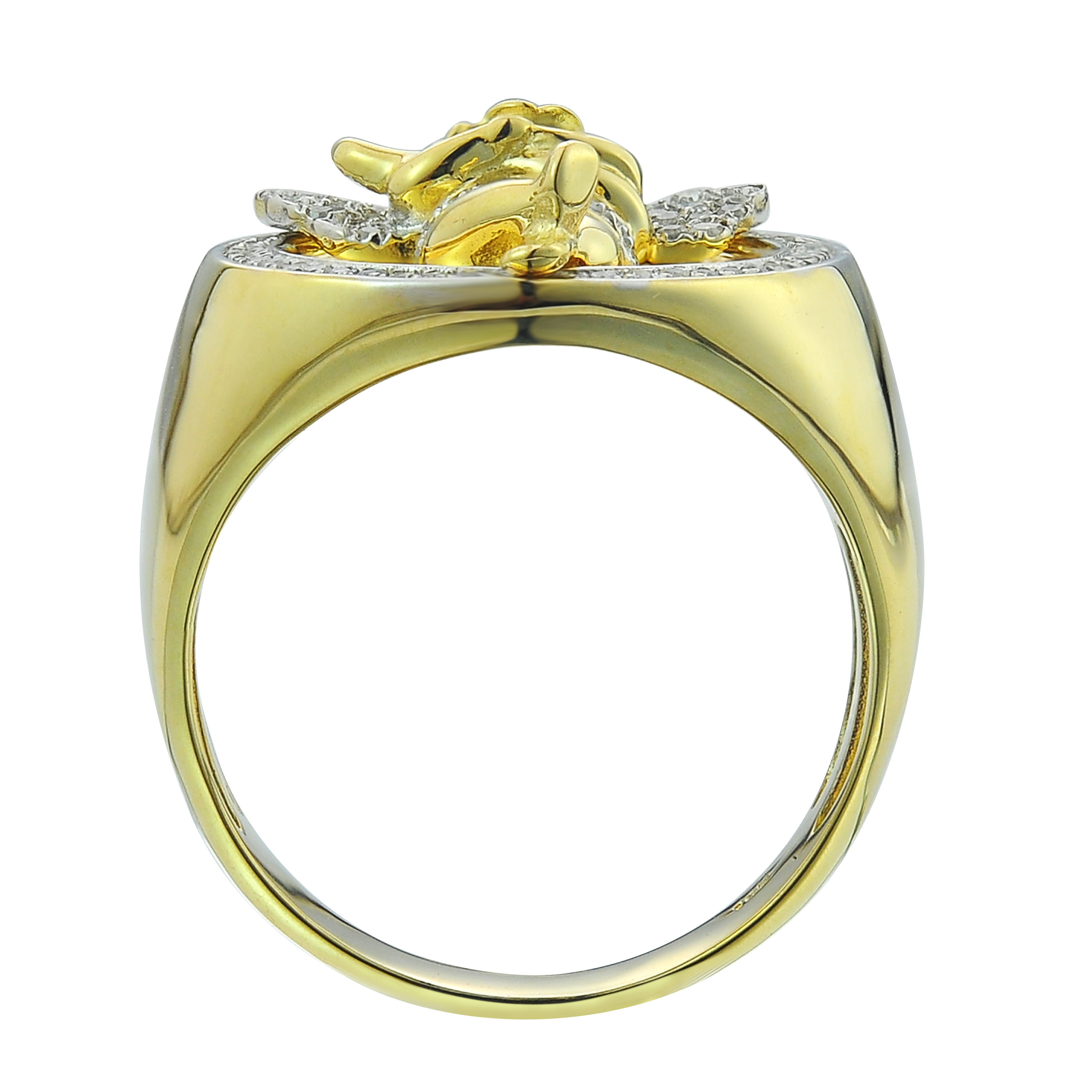 Diamond Man's Angel RING  0.29 ct. 10K Yellow Gold 8.56 g